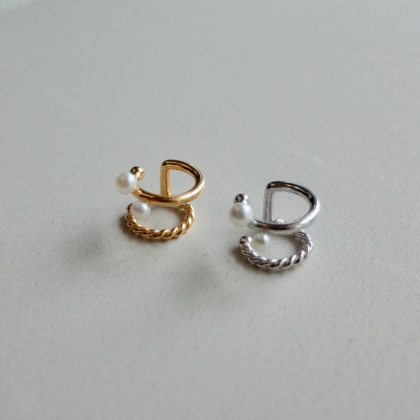 Double Pearl&Twist Ear Cuff