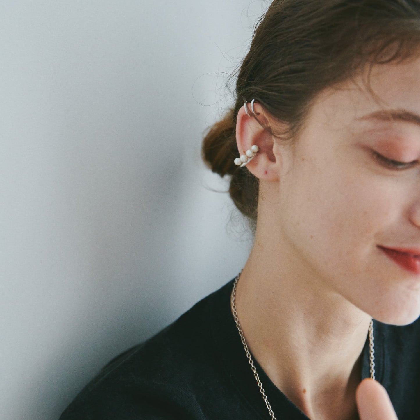 Double Helix Ball Ear Cuff