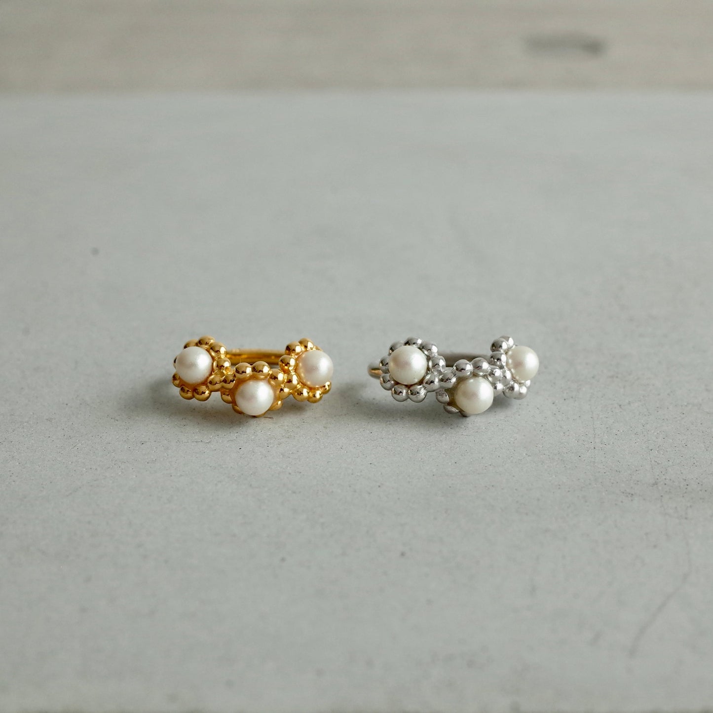 Three Flower Pearl Ear Cuff