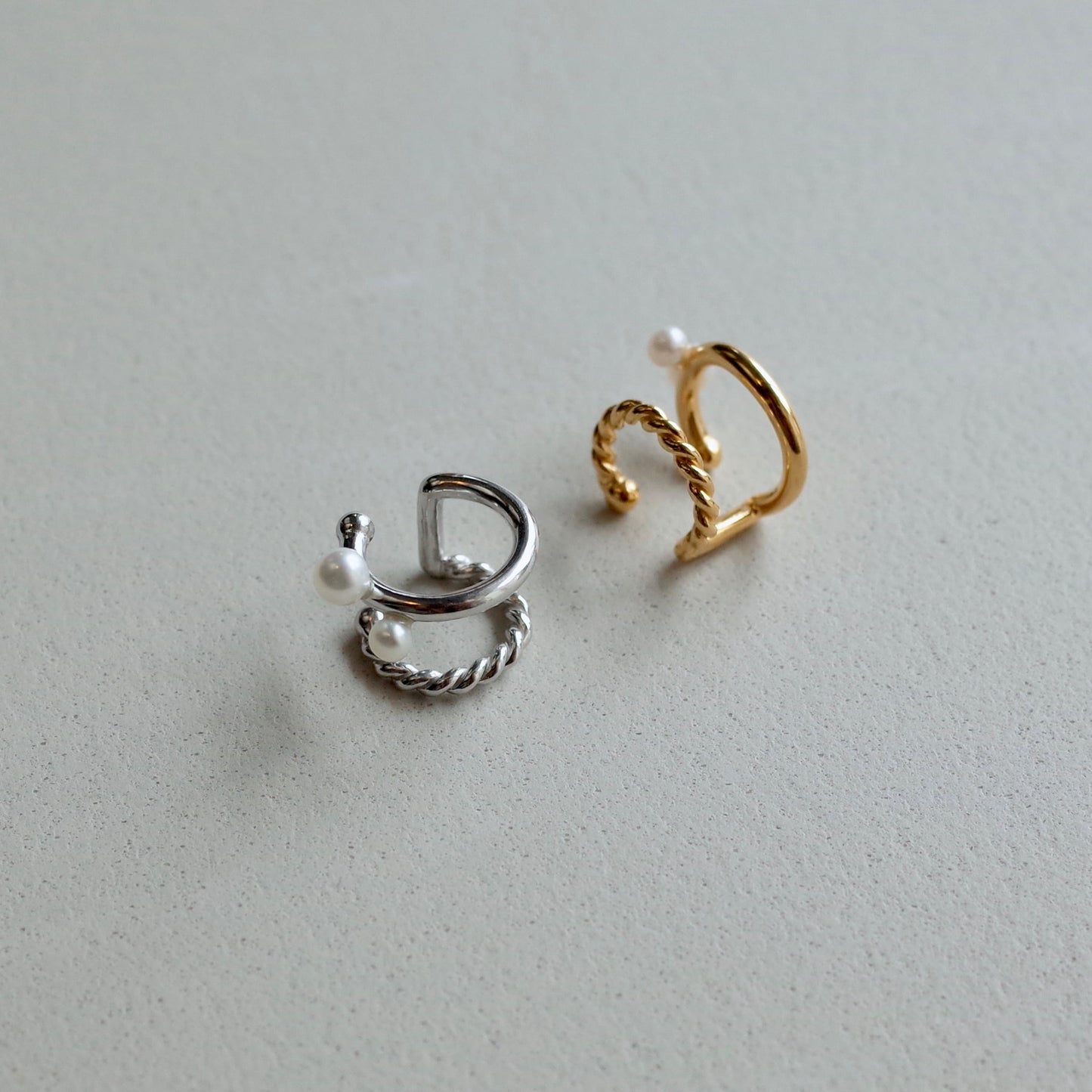Double Pearl&Twist Ear Cuff