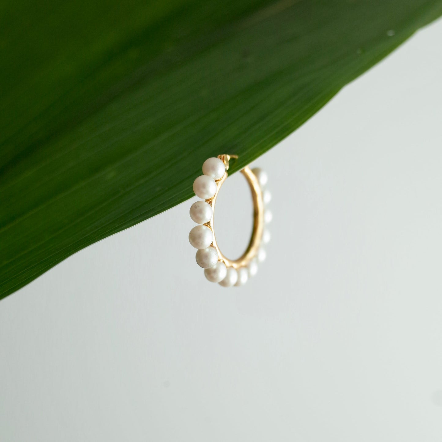 Fourteen Pearl Hoop Pierce