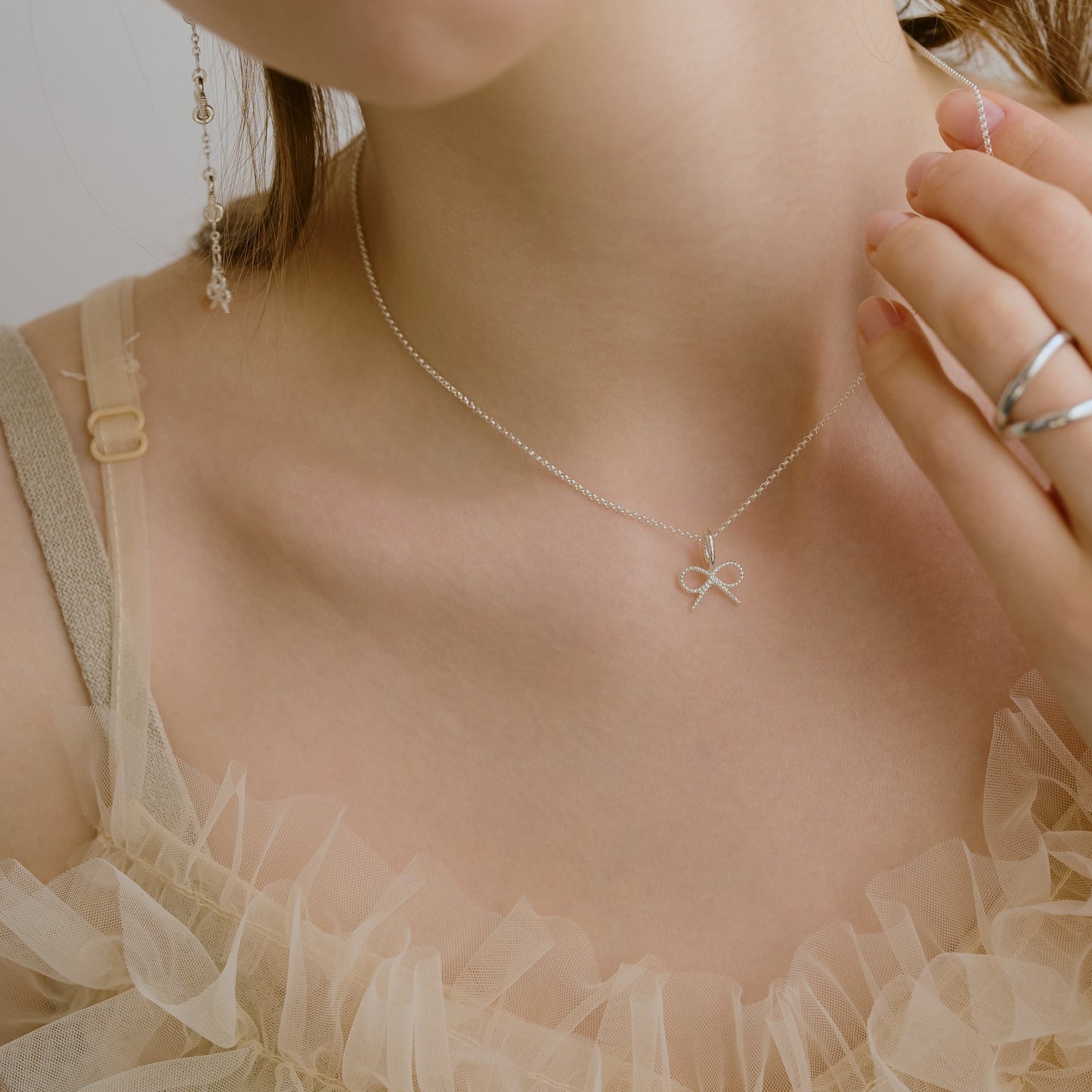 Ribbon Charm Pendant Necklace