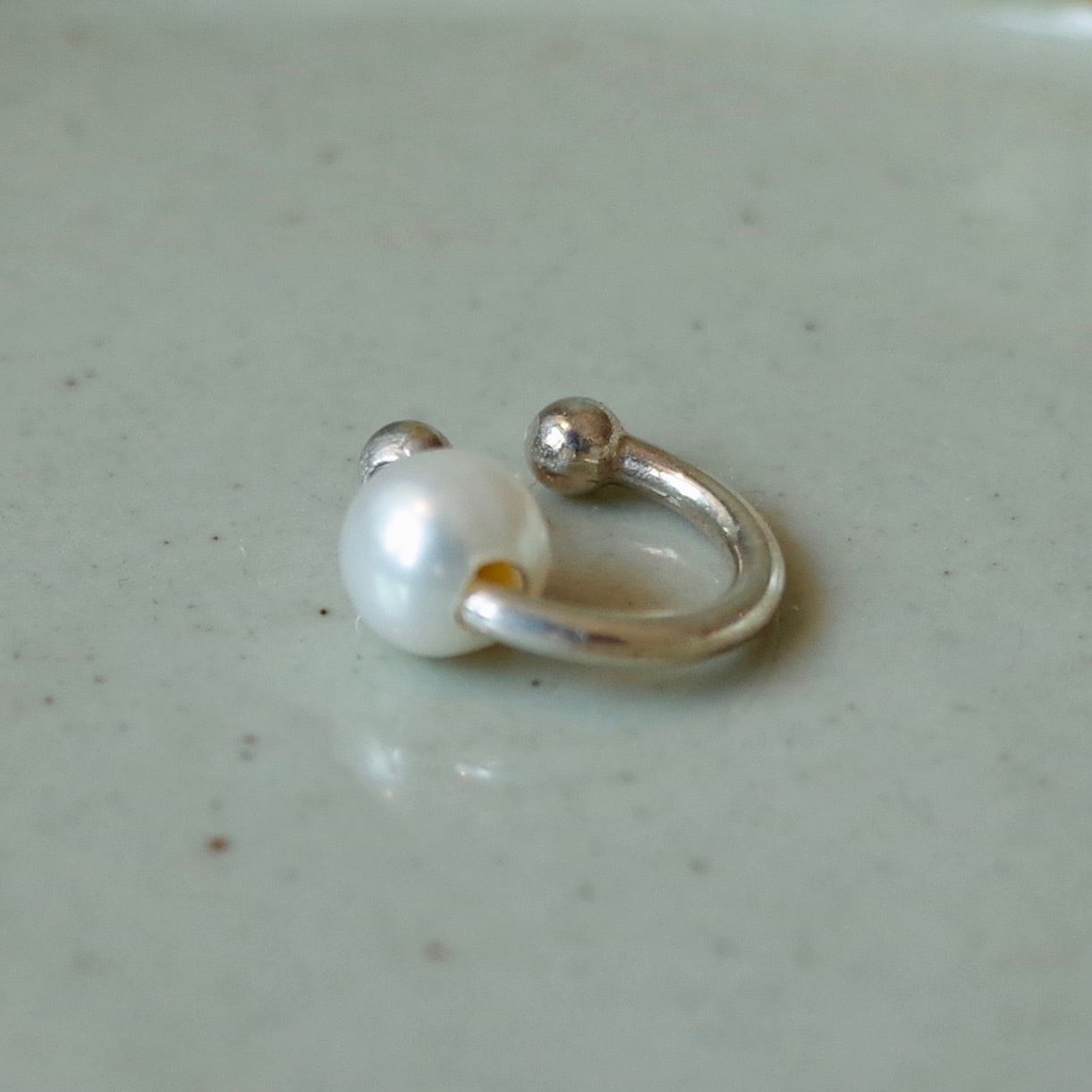 Silver Pearl Ear Cuff