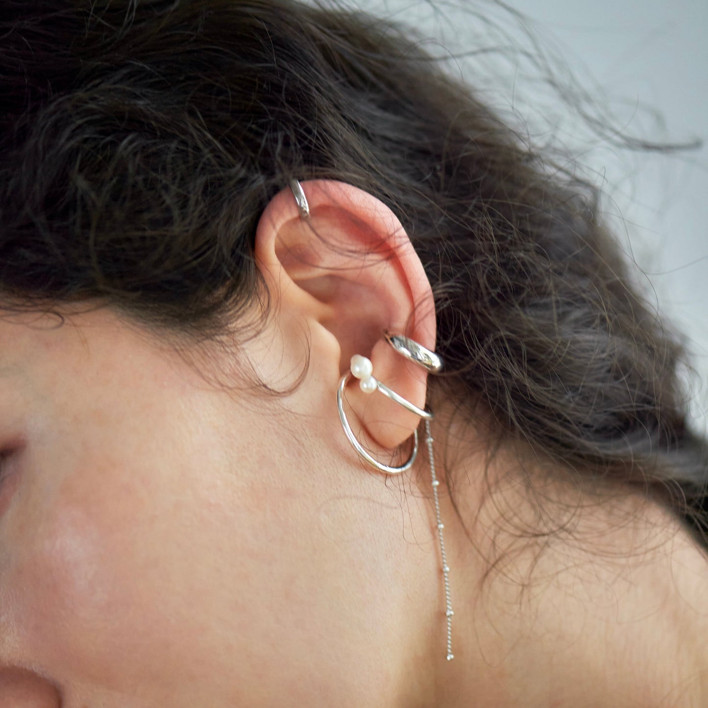Two Strands Pearl Ear Cuff