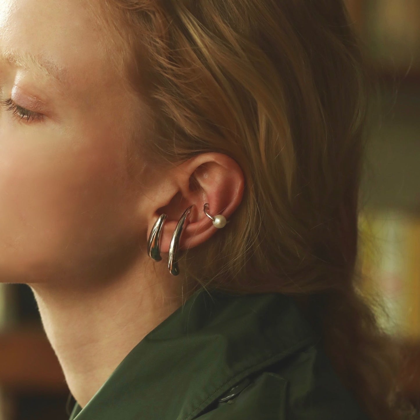 Silver Pearl Ear Cuff