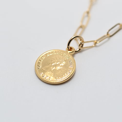 K14GF Coin Charm Necklace