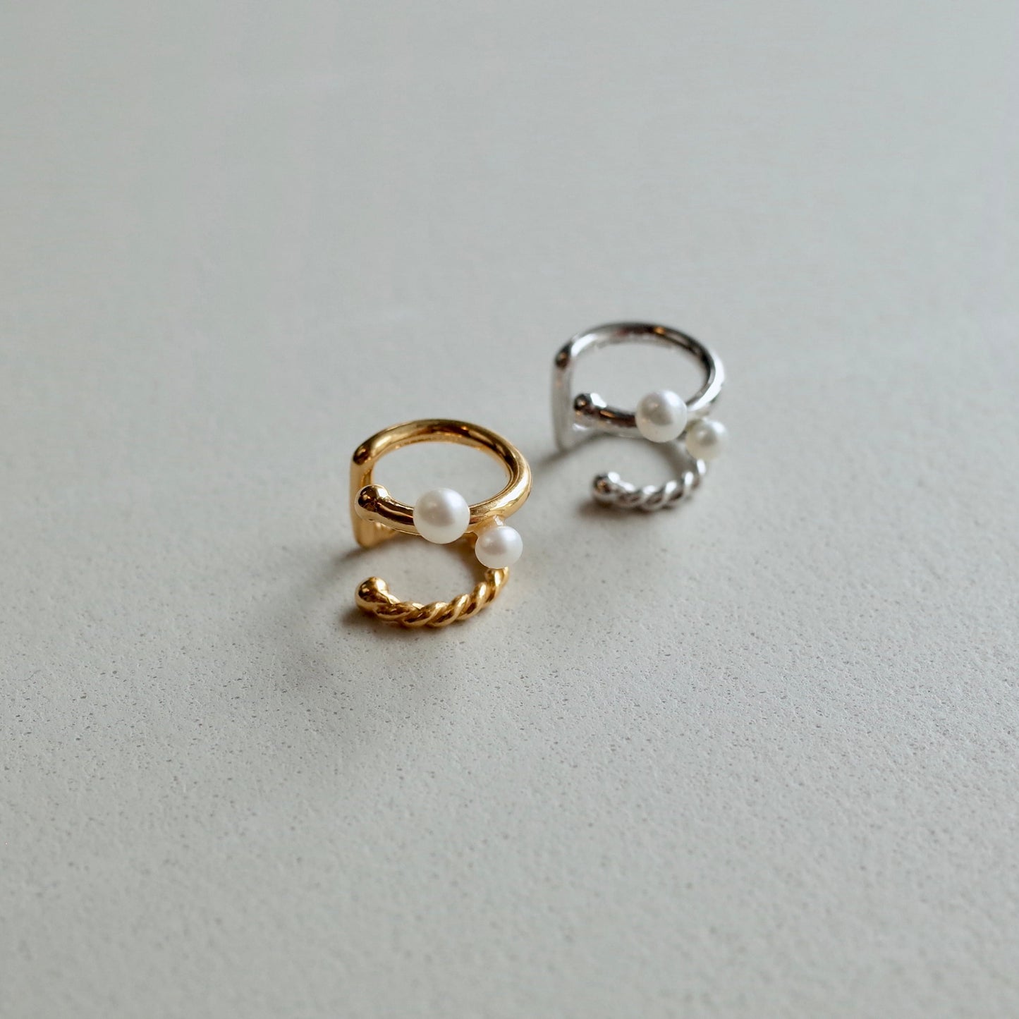 Double Pearl&Twist Ear Cuff