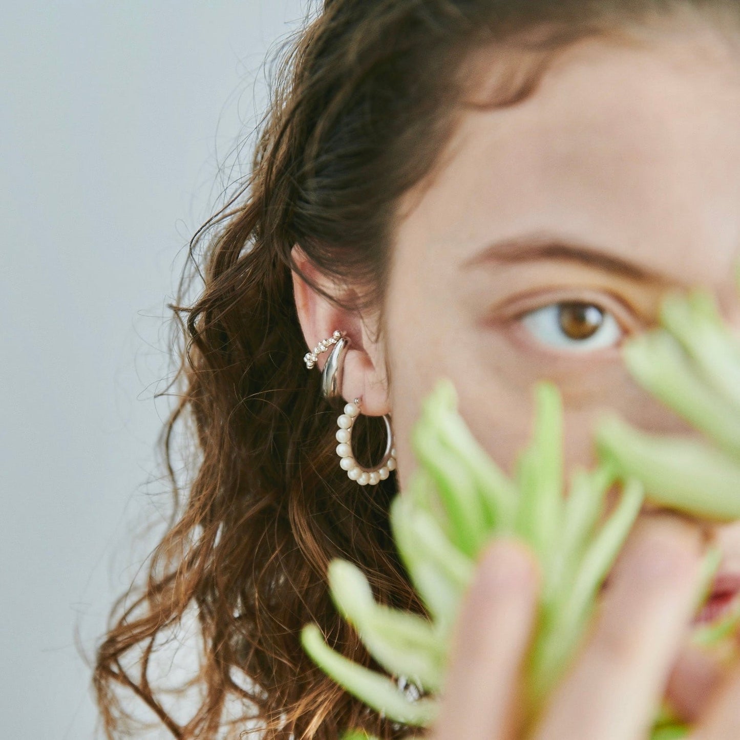 Fourteen Pearl Hoop Pierce