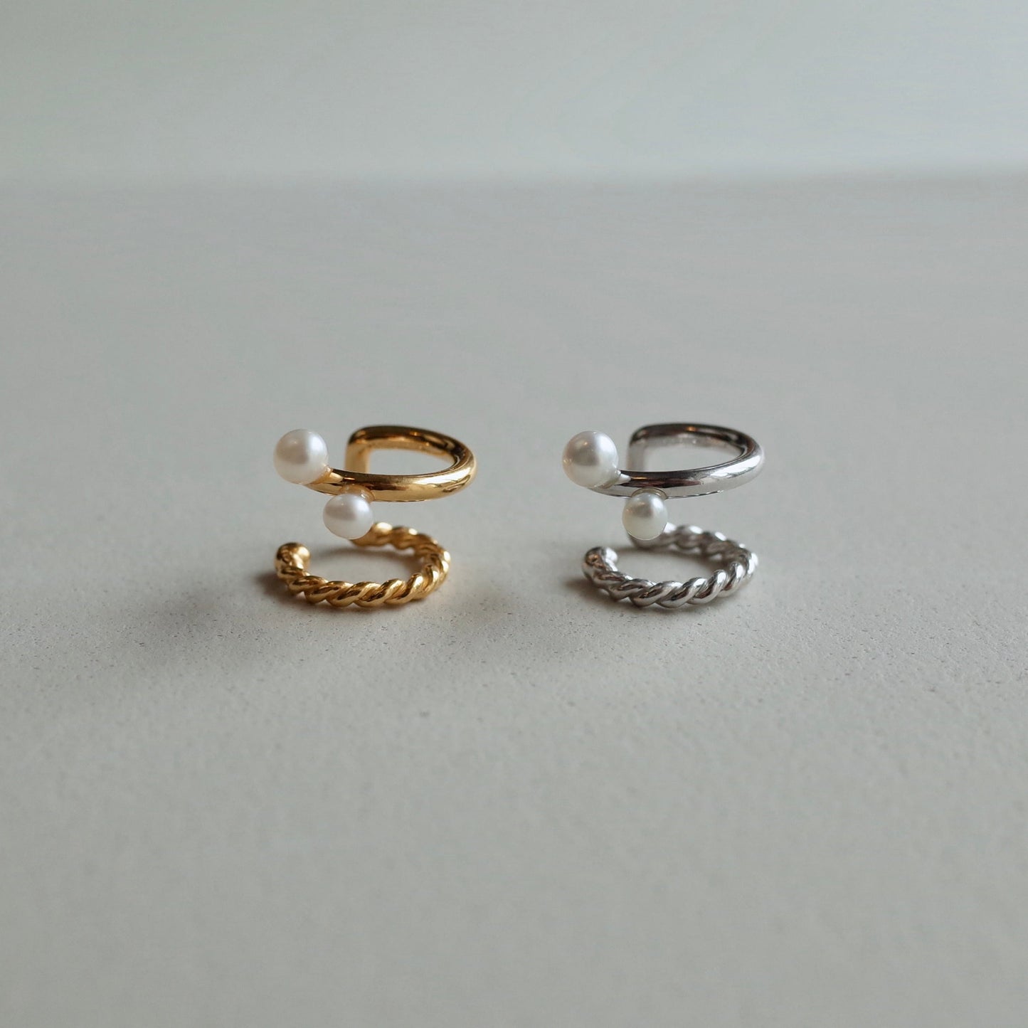Double Pearl&Twist Ear Cuff