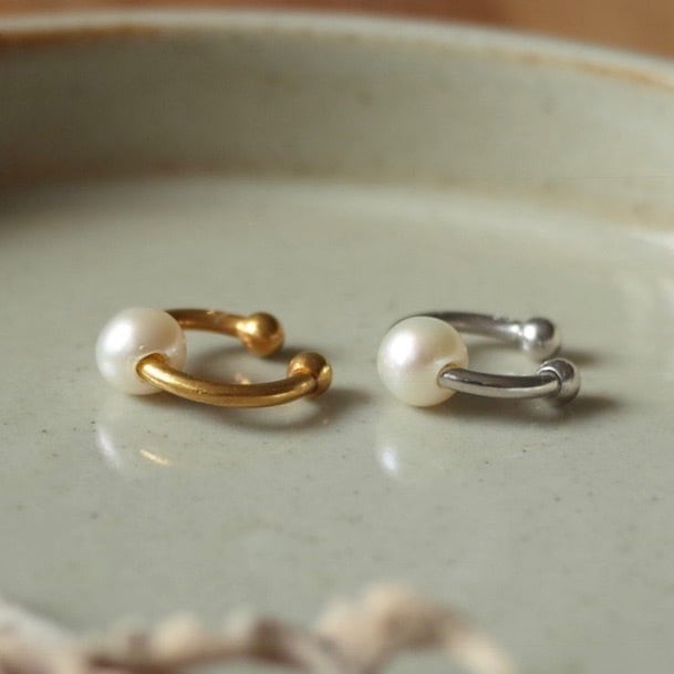 Silver Pearl Ear Cuff