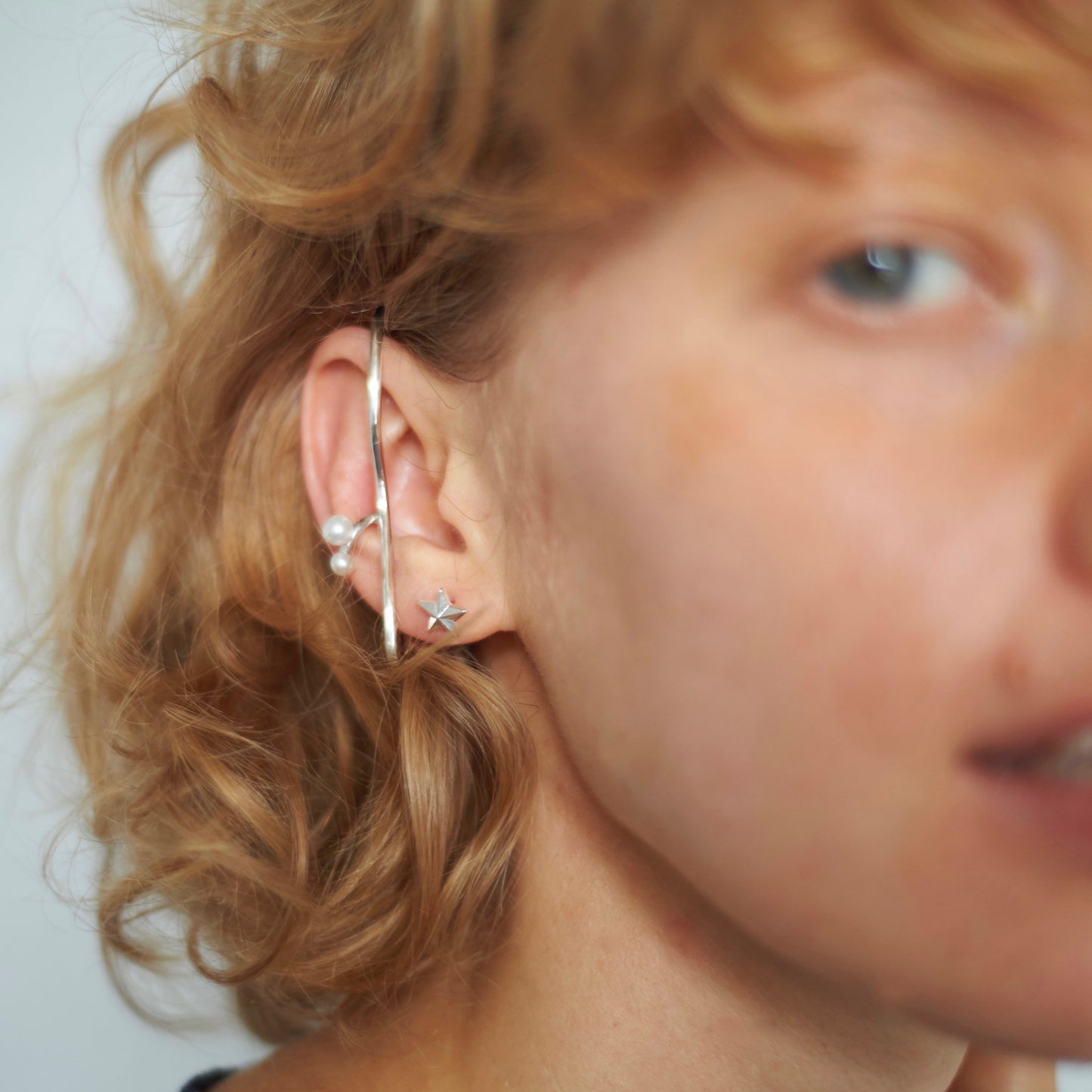 Double Pearl Ear Cuff