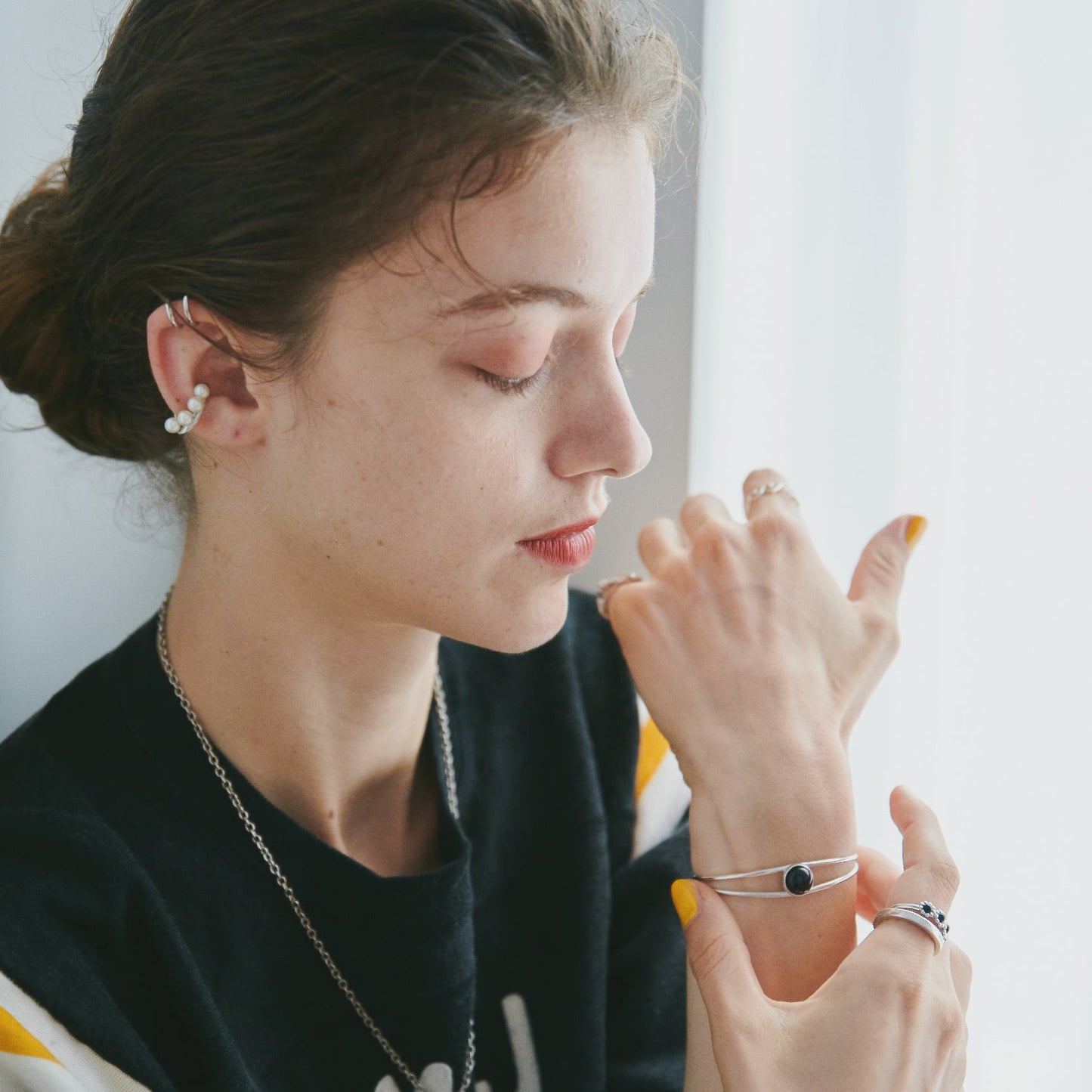 Double Helix Ball Ear Cuff
