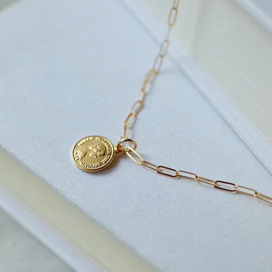 K14GF Coin Charm Necklace